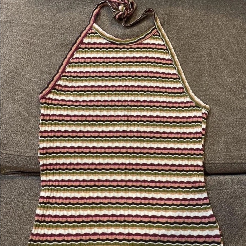 American Eagle Multicolor Striped Crop Halter Top